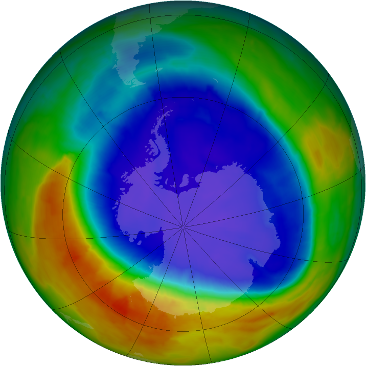 Antarctic ozone map for 18 September 2014
